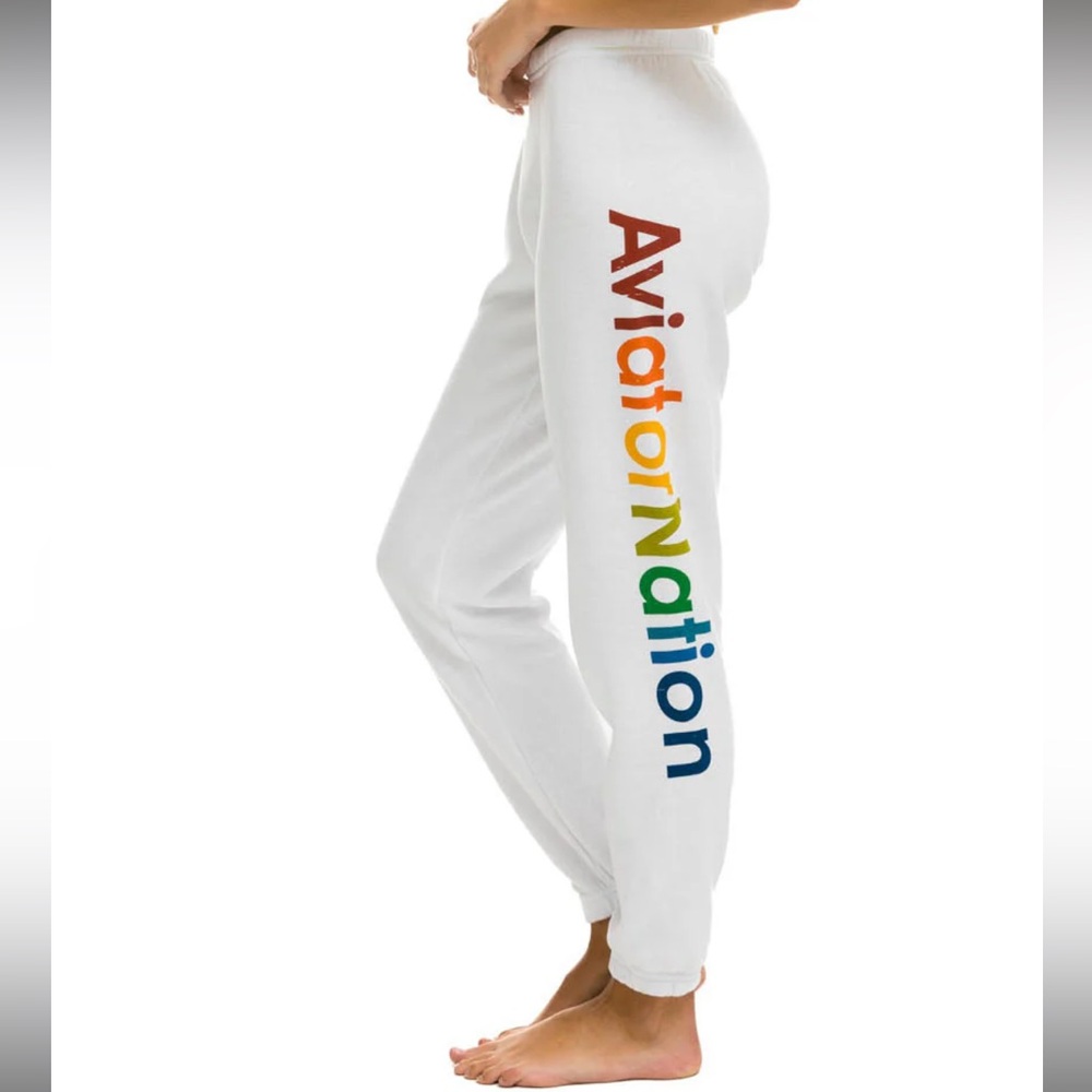 White aviator nation sweatpants